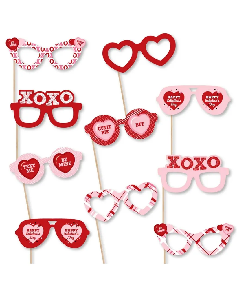 Big Dot of Happiness Conversation Hearts Glasses - Paper Valentine's Day  Photo Booth Props Kit 10 Ct