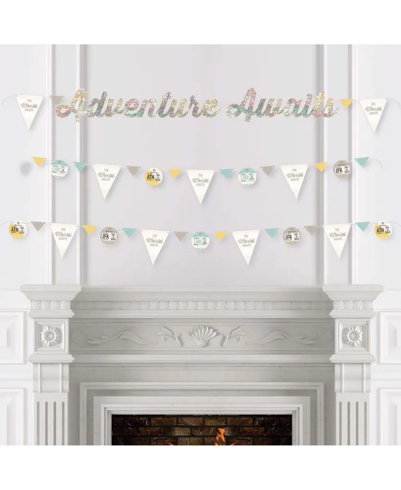World Awaits - Travel Themed Party Letter Banner Decoration - Adventure Awaits
