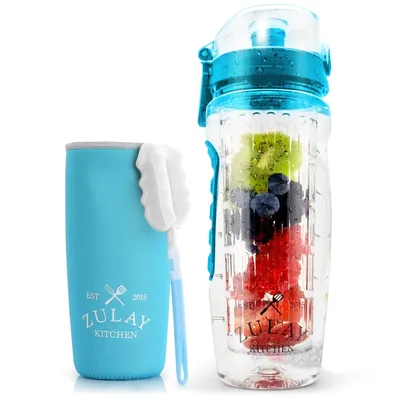 Zulay Kitchen Leakproof Fruit Infuser Water Bottle with Anti-Slip Grip Large, 34 oz