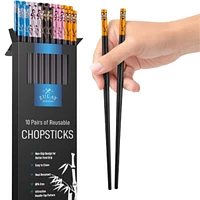 Zulay Kitchen 10 Pairs Premium Japanese Chopsticks Reusable & Durable Design