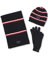 Tommy Hilfiger Men's Global Stripe Beanie, Scarf & Gloves Set