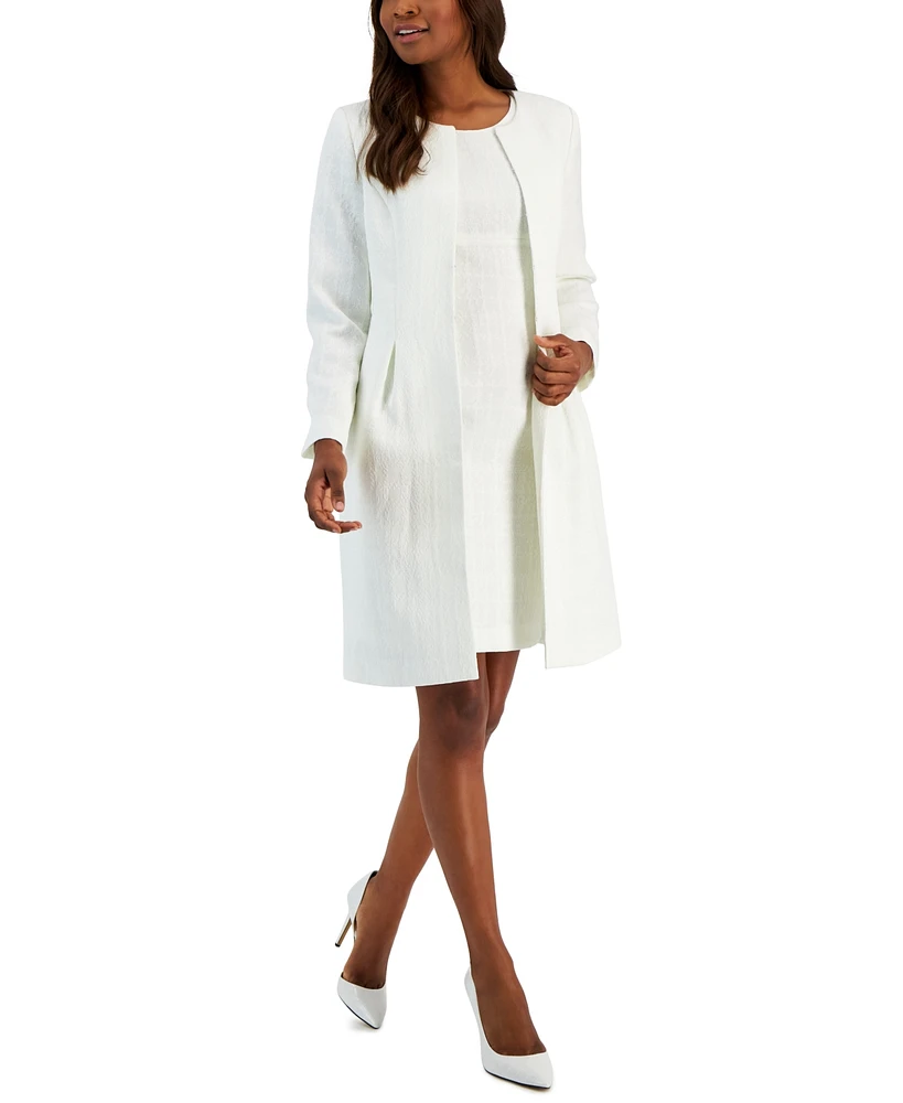 Le Suit Women's Jacquard Long Jacket & Sheath Dress, Regular and Petite Sizes