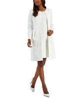 Le Suit Women's Jacquard Long Jacket & Sheath Dress, Regular and Petite Sizes