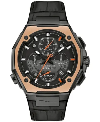 Bulova x Marc Anthony Men's Chronograph Precisionist Black Leather Strap Watch 45mm - Limited Edition