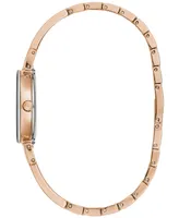 Bulova x Marc Anthony Women's Modern Diamond Accent Rose Gold-Tone Stainless Steel Bangle Bracelet Watch 26mm