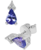 Tanzanite (1-1/6 ct. t.w.) & Diamond (1/20 ct. t.w.) Stud Earrings in Sterling Silver