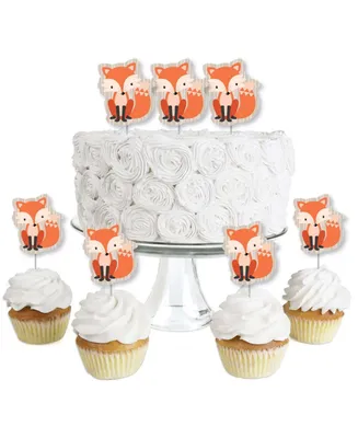 Fox - Dessert Cupcake Toppers - Baby Shower or Birthday Clear Treat Picks 24 Ct