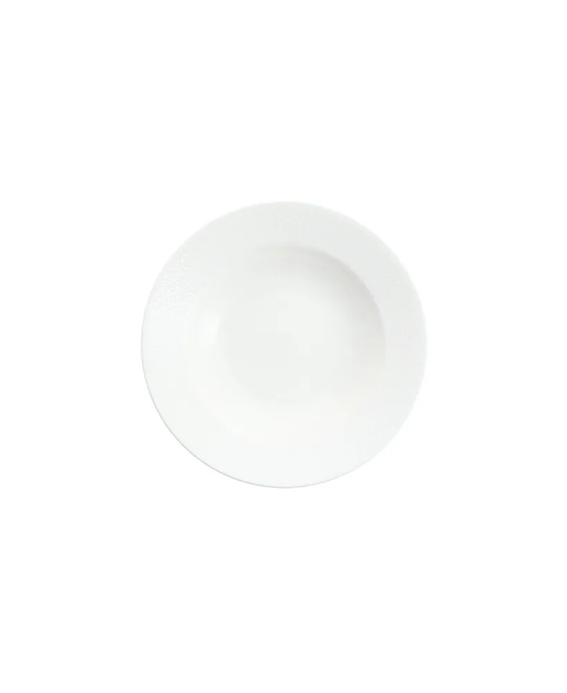 Fortessa Amanda White Embossed Rim Soup Plates, Set of 4