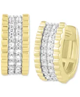 Men's Diamond Ridged Small Hoop Earrings (1/3 ct. t.w.) in 10k Gold, 15mm