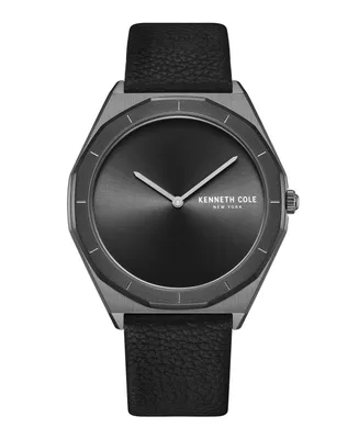 Kenneth Cole New York Men's Modern Classic Black Genuine Leather Strap Watch 41mm
