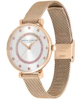 Olivia Burton Women's T-Bar Rose Gold-Tone Stainless Steel Mesh Bracelet Watch 32mm