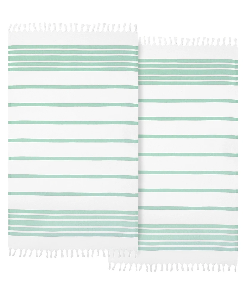 Linum Home Herringbone Pestemal 100% Turkish Cotton 2-Pack Beach Towels