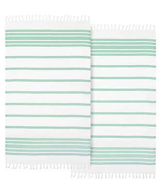 Linum Home Herringbone Pestemal 100% Turkish Cotton 2-Pack Beach Towels