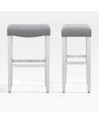 WestinTrends 29" Upholstered Saddle Seat Bar Stool (Set of 2)