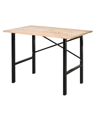 Homcom 46"L x 28"W Garage Table with X Bar Support and Tabletop Natural/Black