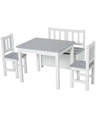 Qaba Kids Activity Table & Chair Set, Craft Desk w/ Toy Storage
