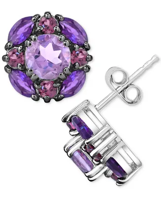 Multi-Gemstone Cluster Stud Earrings (3-1/2 ct. t.w.) in Sterling Silver