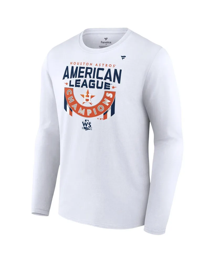 Men's Fanatics White Houston Astros 2022 American League Champions Locker Room Long Sleeve T-shirt