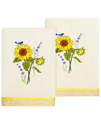 Linum Home Textiles Turkish Cotton Girasol Embellished Hand Towel Set, 2 Piece