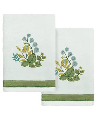 Linum Home Textiles Turkish Cotton Botanica Embellished Hand Towel Set, 2 Piece