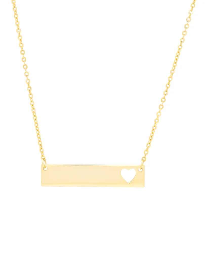 Macy's Gold Plated Bar with Cut Out Heart Necklace - Gold