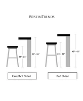 WestinTrends 24" Upholstered Saddle Seat Counter Stool (Set of 2