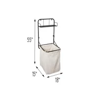 Honey Can Do Collapsible Wall-Mounted Clothes Hamper with Canvas Bag and Laundry Shelf