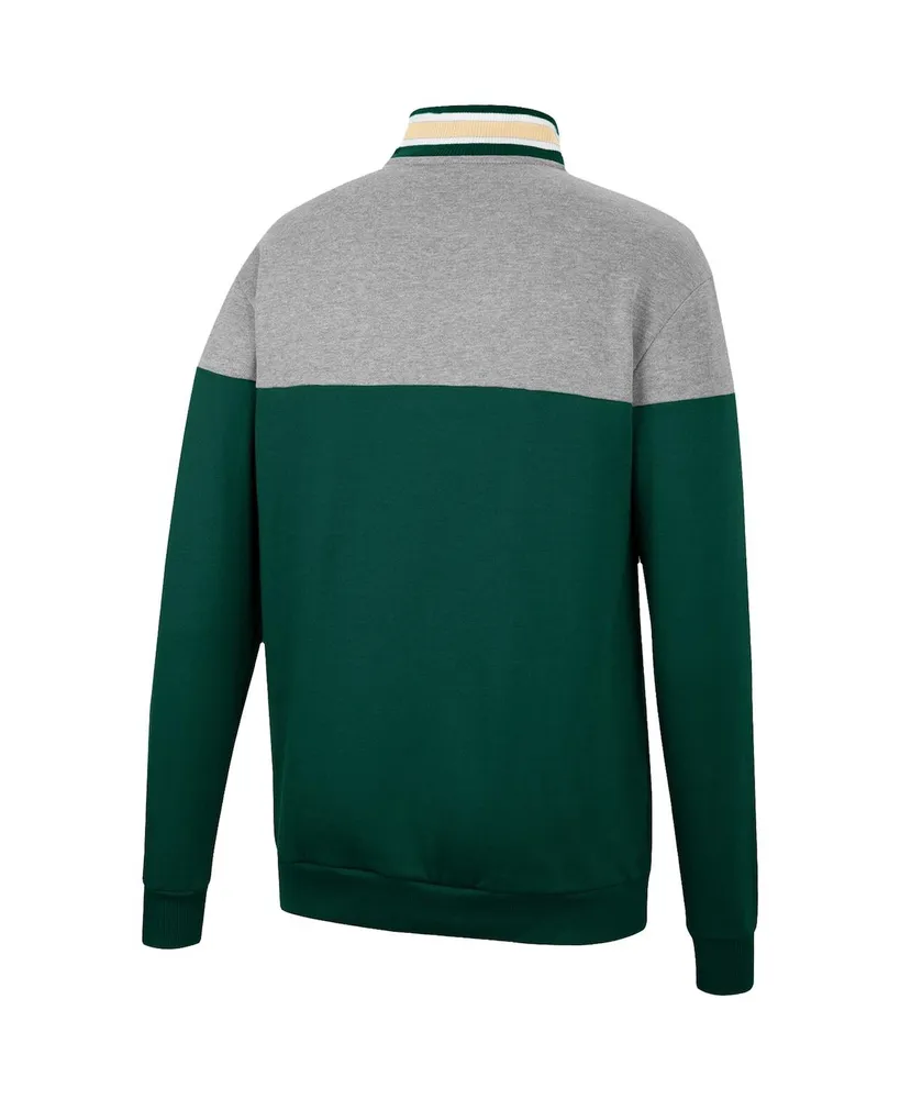 Men's Colosseum Heathered Gray and Green Colorado State Rams Be the Ball Quarter-Zip Top