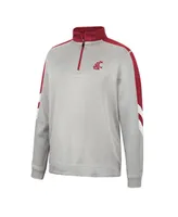 Men's Colosseum Gray and Crimson Washington State Cougars Bushwood Fleece Quarter-Zip Jacket