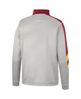 Men's Colosseum Gray and Cardinal Usc Trojans Bushwood Fleece Quarter-Zip Jacket