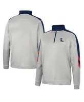 Men's Colosseum Gray and Navy Ole Miss Rebels Bushwood Fleece Quarter-Zip Jacket