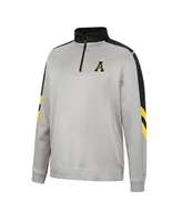 Men's Colosseum Gray and Black Appalachian State Mountaineers Bushwood Fleece Quarter-Zip Jacket