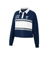 Women's Colosseum Heather Navy Yale Bulldogs I Love My Job Rugby Long Sleeve Shirt