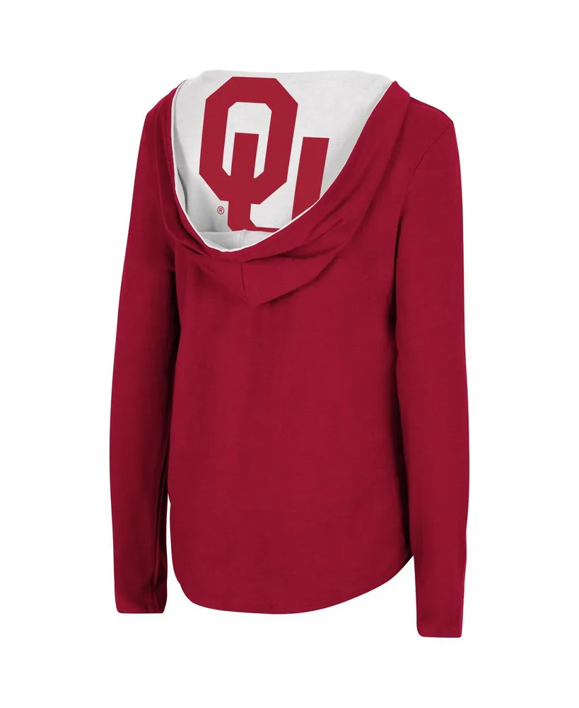 Women's Colosseum Crimson Oklahoma Sooners Catalina Hoodie Long Sleeve T-shirt