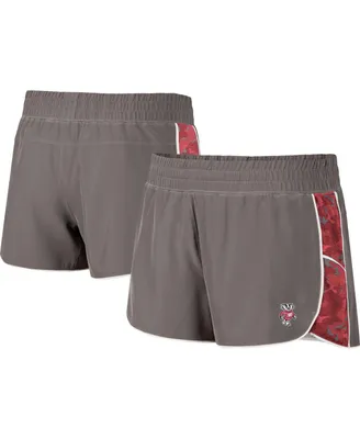 Women's Colosseum Gray and Red Wisconsin Badgers Pamela Lined Shorts