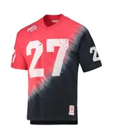 Men's Mitchell & Ness Eddie George Black, Scarlet Ohio State Buckeyes Name and Number Tie-Dye V-Neck T-shirt