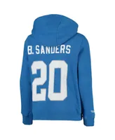 Big Boys Mitchell & Ness Barry Sanders Blue Detroit Lions Retired Player Name and Number Pullover Hoodie