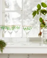 Holiday Decal Martini Glass, Set of 4