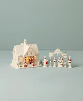 Mistletoe Park Light-up Cottage and Carolers Figurine, Set of 6