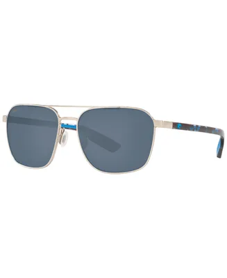 Costa Del Mar Men's Wader 58 Polarized Sunglasses, Wdr 293 Ogp - Brushed Silver