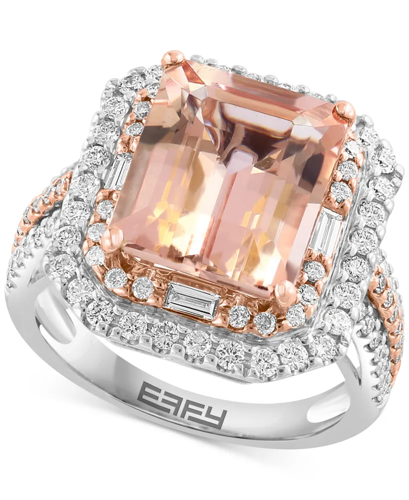 Effy Limited Edition Morganite (4-7/8 ct. t.w.) & Diamond (1 ct. t.w.) Ring in 14k White & Rose Gold