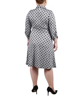 Ny Collection Plus 3/4 Sleeve Roll Tab Shirtdress