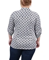 Ny Collection Plus Size 3/4 Roll Tab Rouched-Front Top