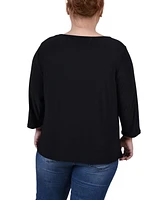 Ny Collection Plus 3/4 Sleeve Cutout Top