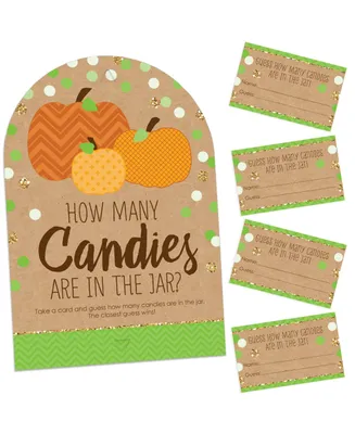 Pumpkin Patch Fall or Thanksgiving Party 1 Stand & 40 Cards Candy Guessing Game