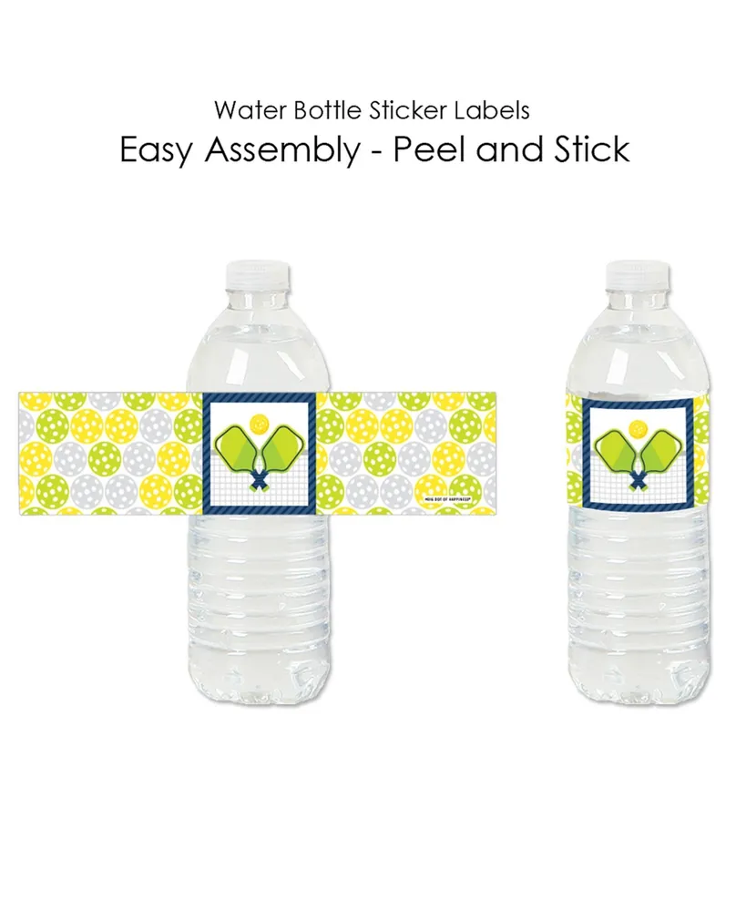 Let's Rally Pickleball Birthday or Retirement Water Bottle Sticker Labels 20 Ct