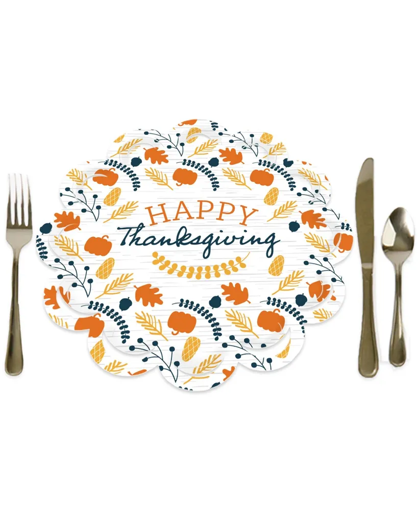 Big Dot of Happiness Happy Thanksgiving - Fall Harvest Party Round Table Decor Paper Chargers 12 Ct