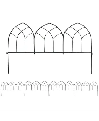 Sunnydaze Decor 5-Piece Narbonne Steel Garden Border Fencing - 9 ft - Black