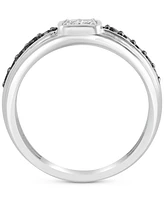 Effy Men's White Diamond (1/6 ct. t.w.) & Black Diamond (1/3 ct. t.w.) Ring in 14k White Gold