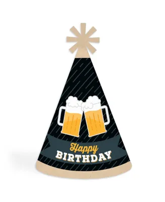 Cheers and Beers Happy Birthday - Cone Happy Birthday Party Hats - Set of 8